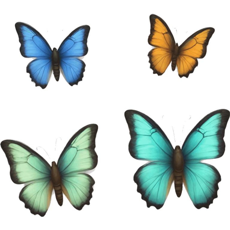 Four butterflies who are friends with faces emoji