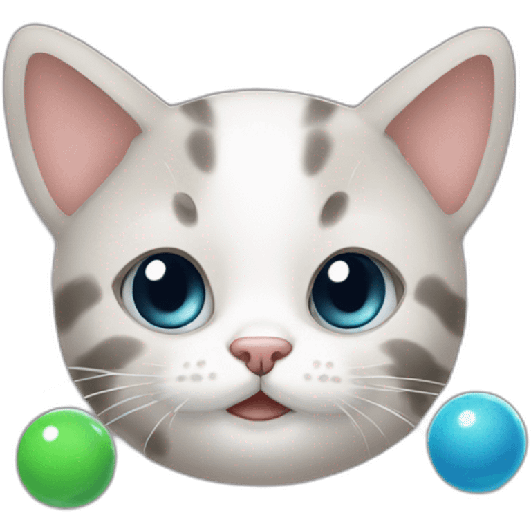 little head cat with 2 marbles emoji