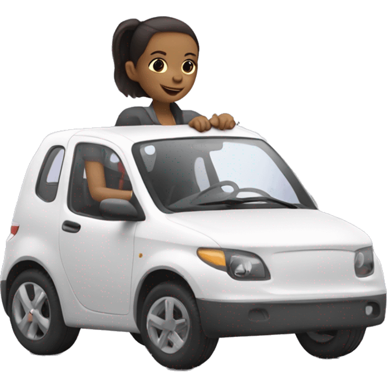 Electric Car with girl in it emoji