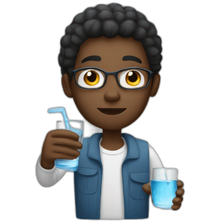 a black man with a glass of water emoji