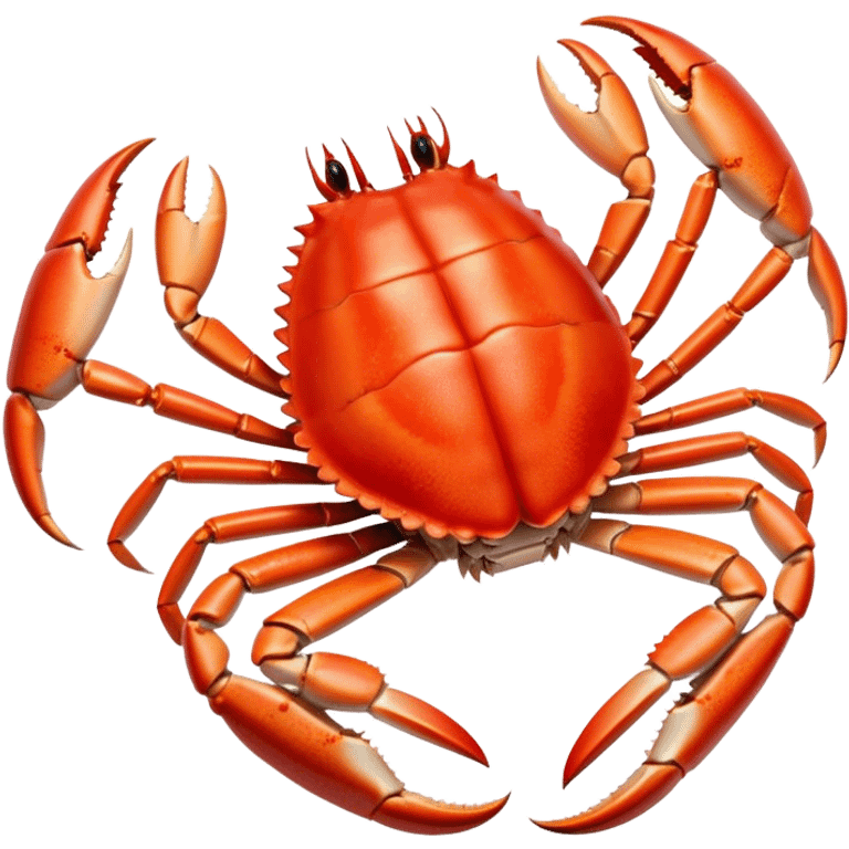 Cinematic rich crab legs, bright red shell glistening, cracked open to reveal tender white meat, warm golden highlights, detailed and delicious. emoji