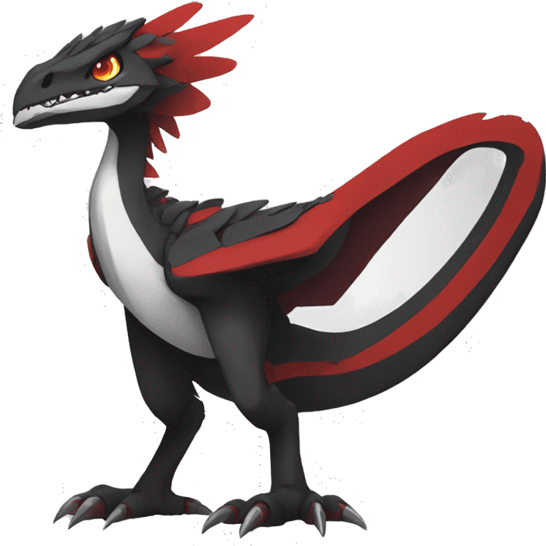  Cool Edgy Black Red White Digimon-Fakemon-Raptor-Reptile full body emoji