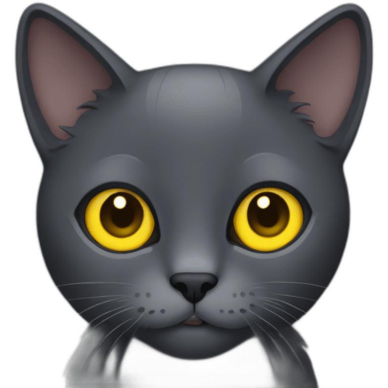 dark grey cat with yellow eyes emoji