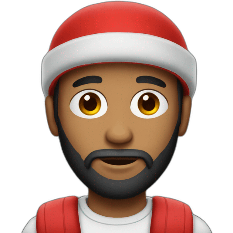 Black Beard guy with red winter cap emoji