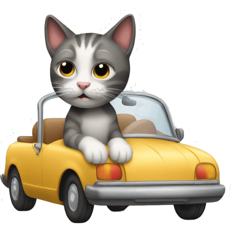 Cat riding in a car emoji