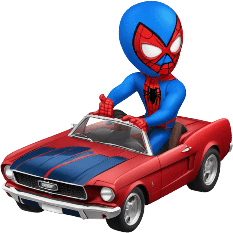 Spider-Man in a 65 fastback Mustang emoji