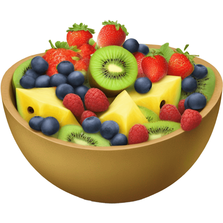 Bowl of fruits kiwi,strawberry,blueberry,raspberry,watermelon,melon,pineapple emoji