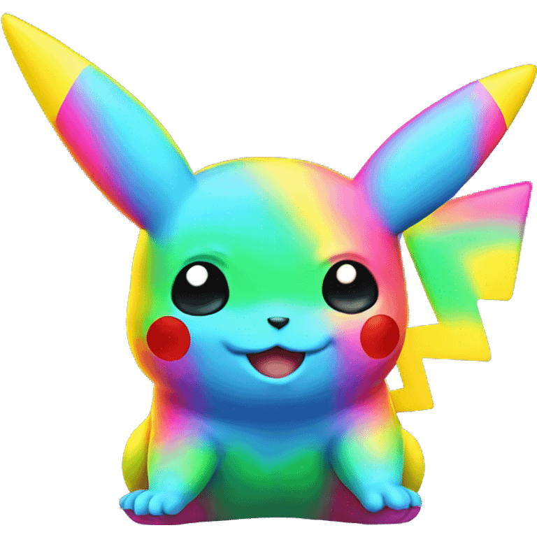 Neon rainbow Pikachu   emoji