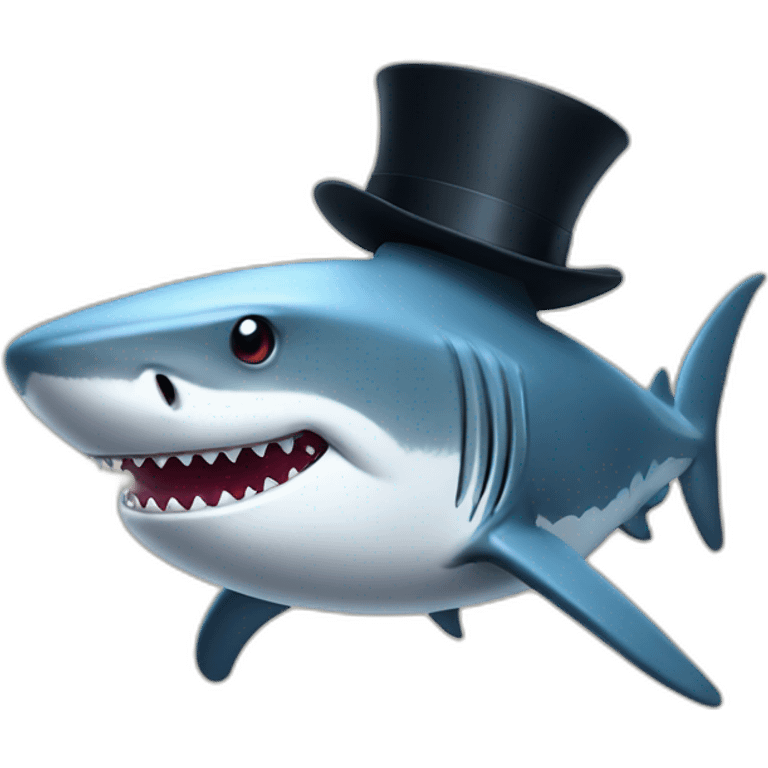 Shark with a top hat emoji