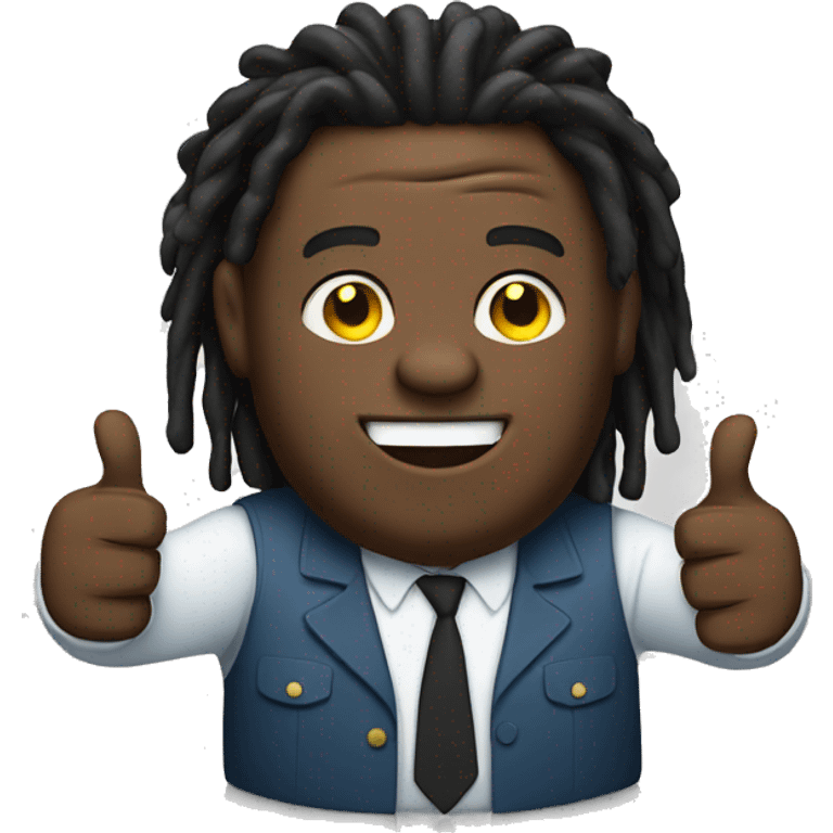 Black fat head man with dreads and holding a thumbs up emoji