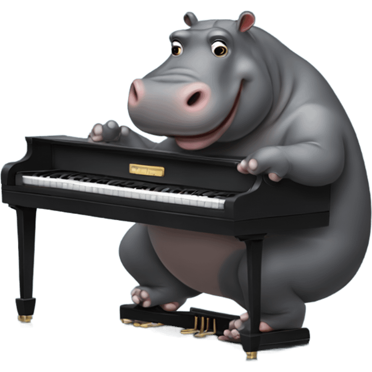 Hippo playing the piano emoji