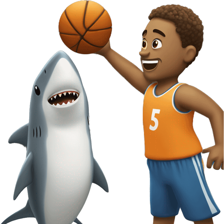 make a chubby white boy next to a shark shooting a free throw emoji