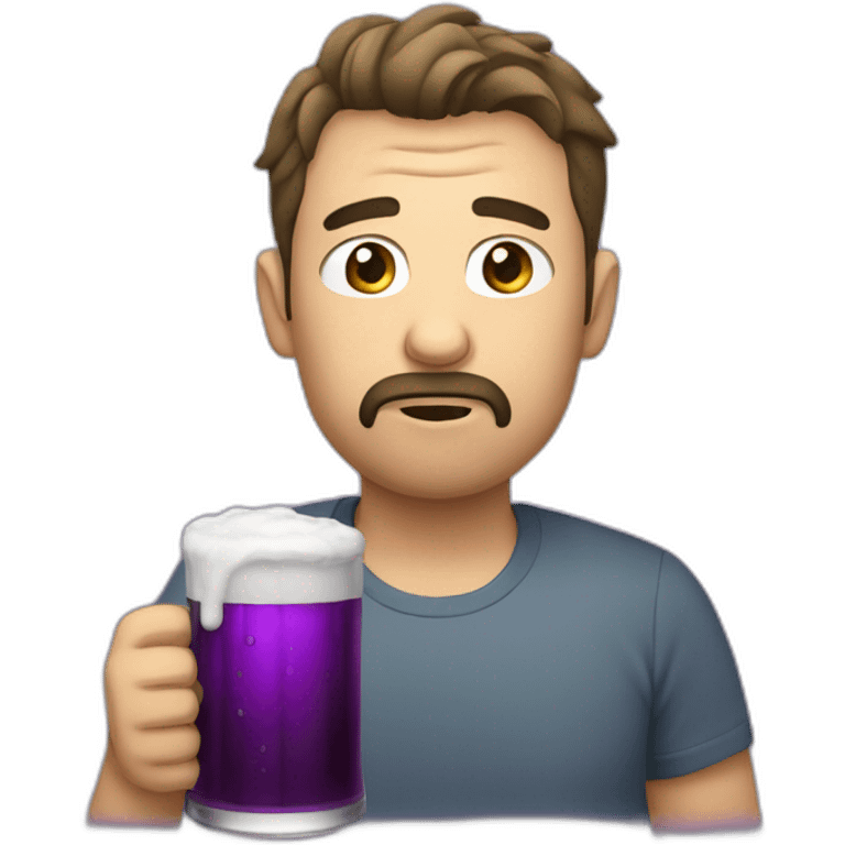 tired man drink purple beer emoji