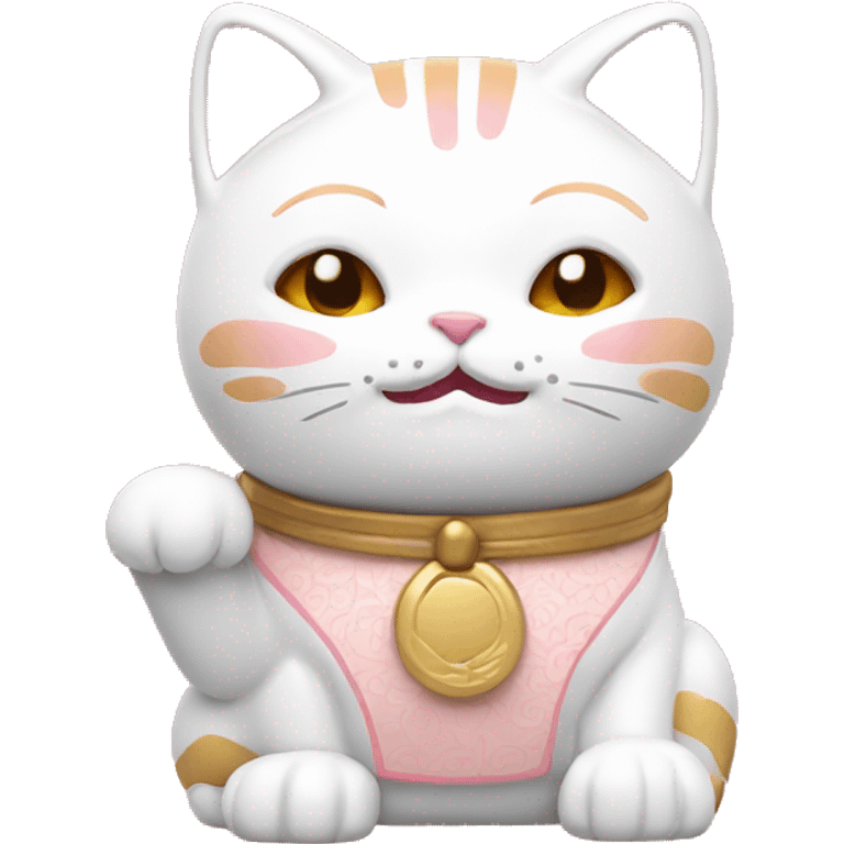 Light pink Japanese lucky cat emoji