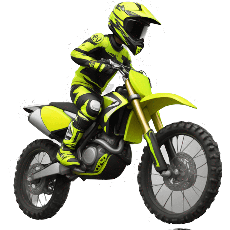 Motocross rider with yellow Fluor motorcycle  emoji