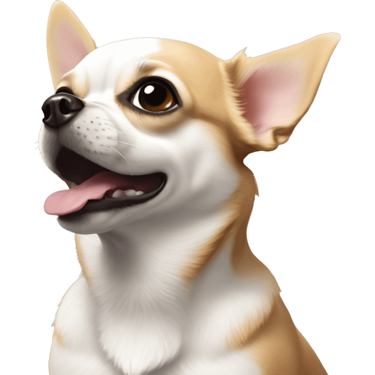 Perro Chihuahua blanco y negro, gordito y  alegre  emoji