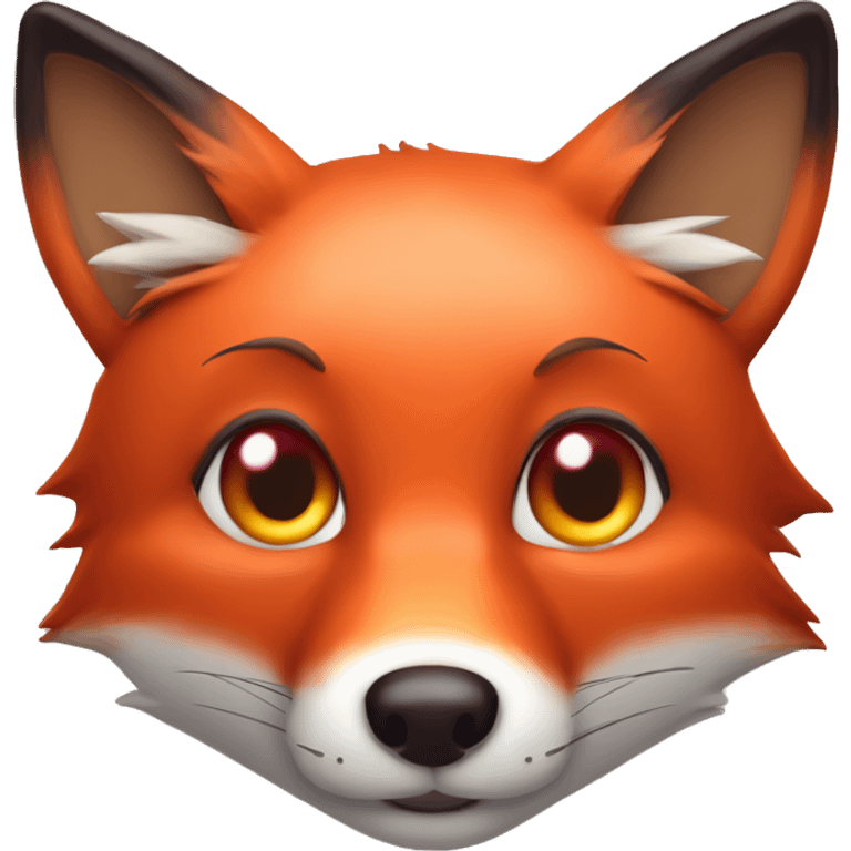 deep lush red fox face with tiny red heart instead of eyes emoji