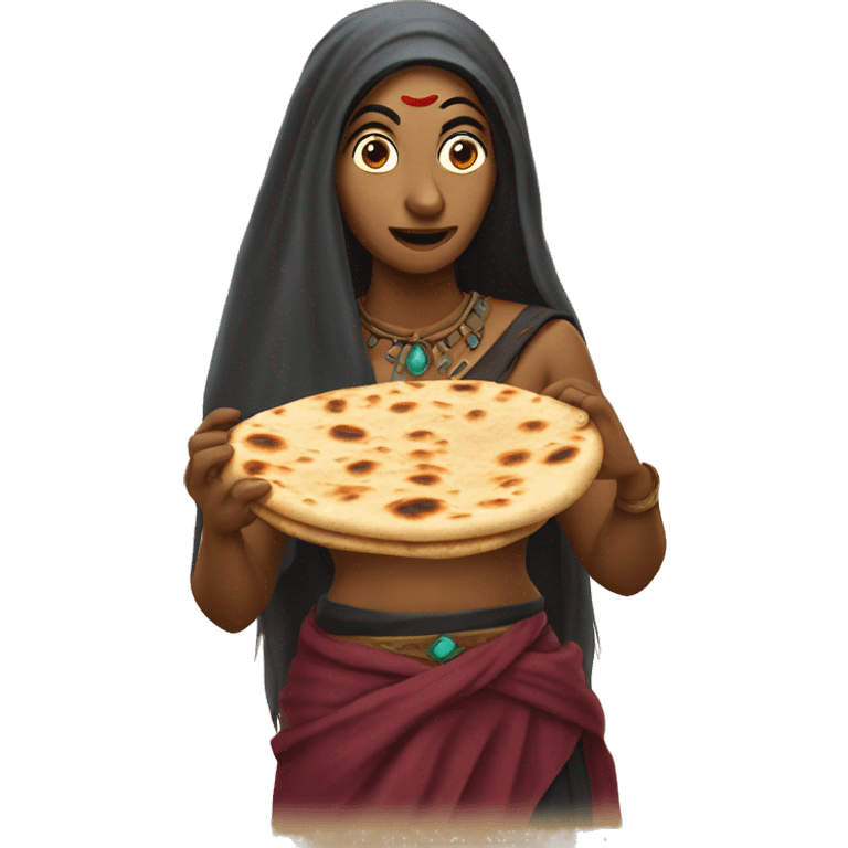 Indian witch eating a naan emoji