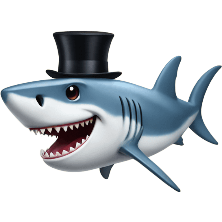 Shark with a top hat emoji