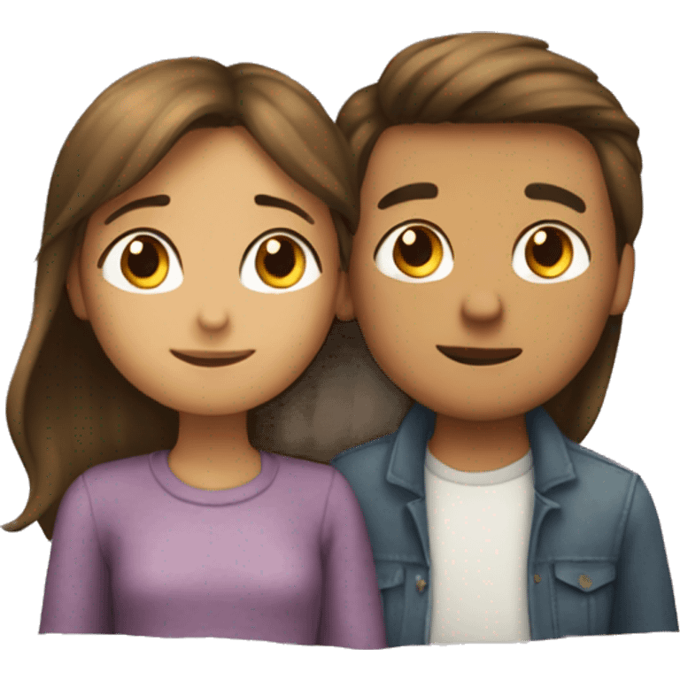 A boy and a girl cuddling the girl is short and the boy is tall emoji