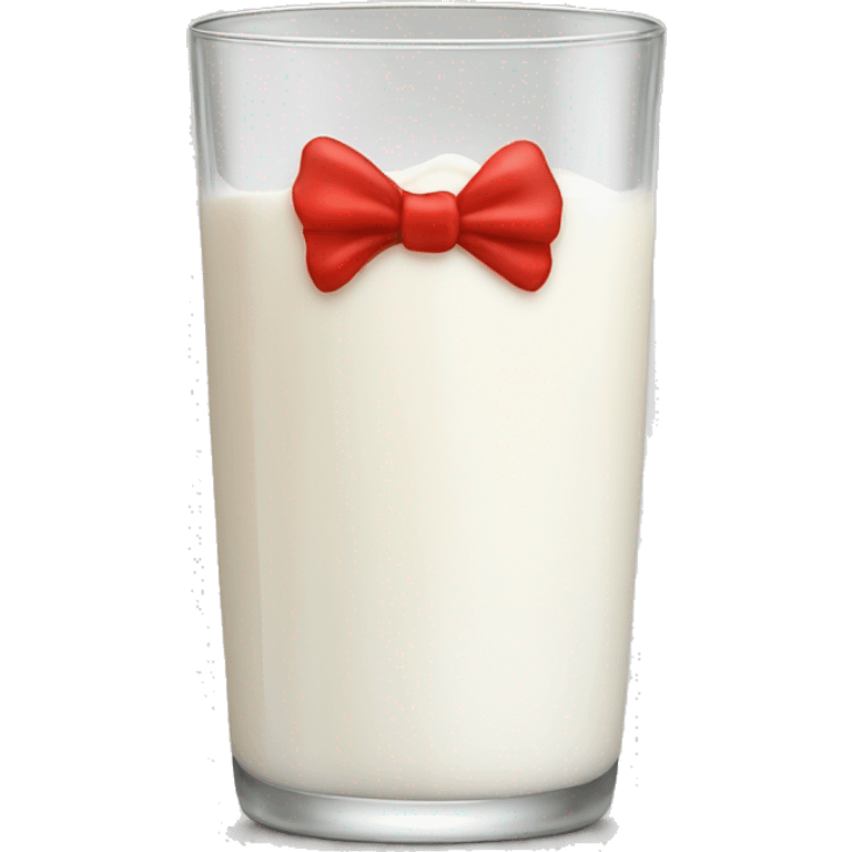 Glass of milk with a red bow wrapped the glass  emoji