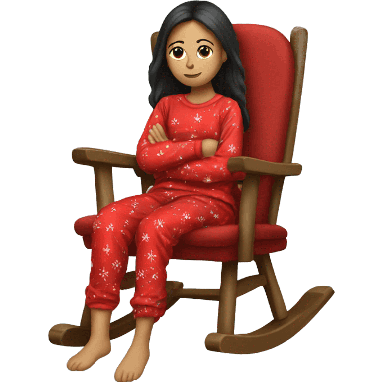 girl faceless in red christmas pjamas sitting in a rocking chair emoji