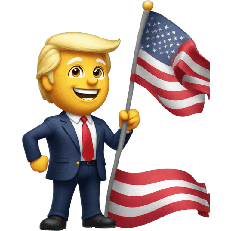 Donald Trump waving an American flag emoji