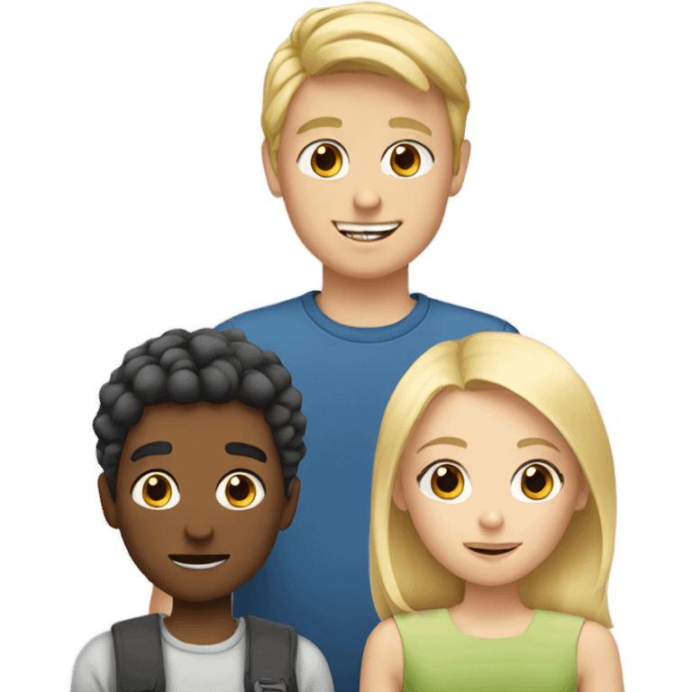 Boy with two blonde girls  emoji