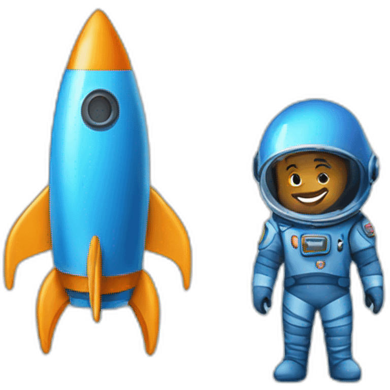 Blue rocketship and space cadet emoji