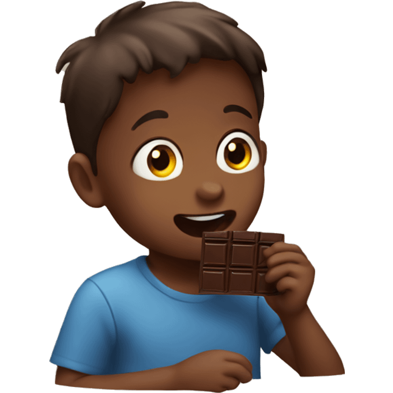 Small Boy eating chocolate emoji