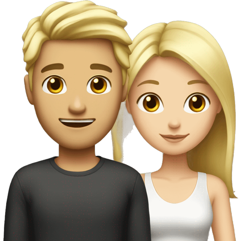 blonde guy and brunette girl marriyng  emoji