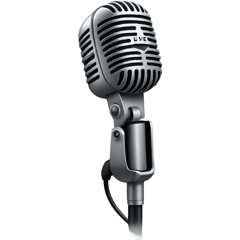 microphone with the word “LIVE” emoji