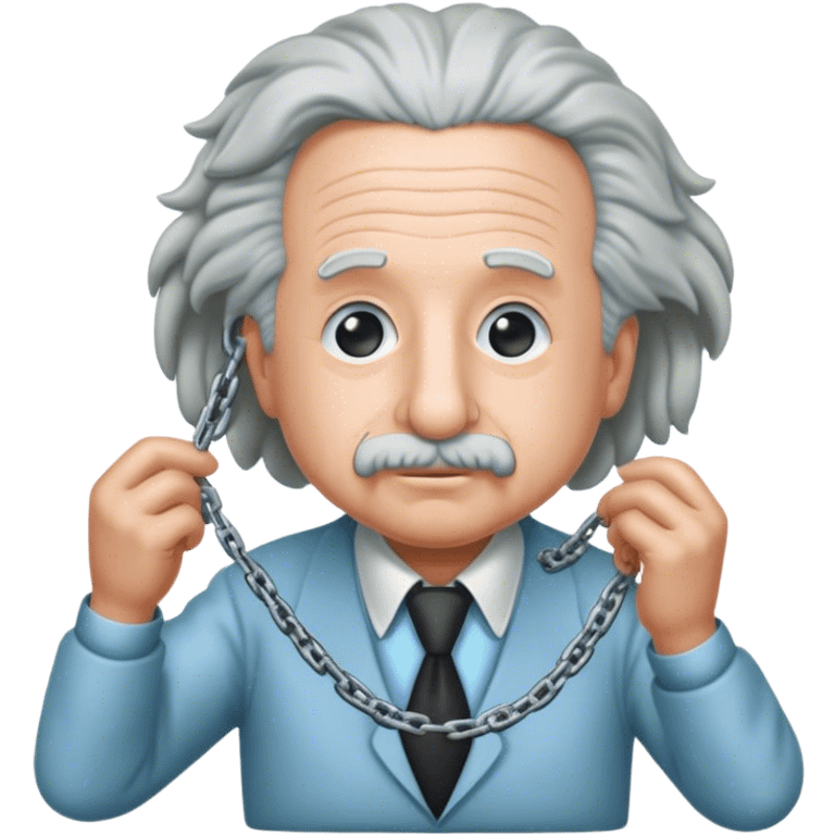 Albert einstein pulling on a chain emoji