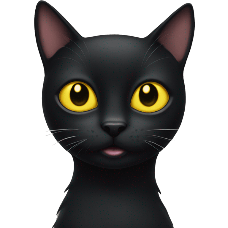 Black cat with yellow eyes plays with a sock  emoji