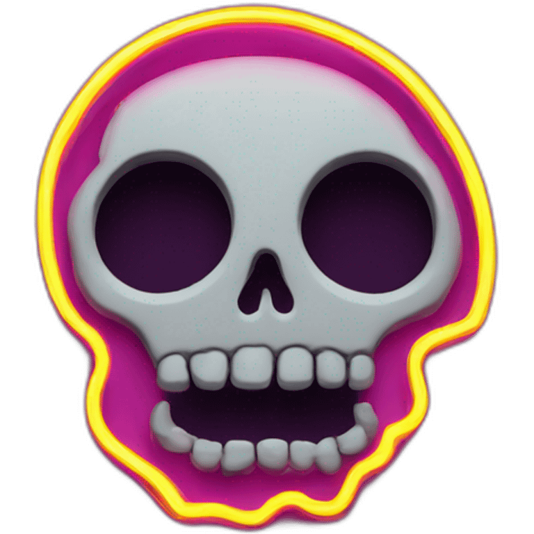 skull shape neon sign style emoji