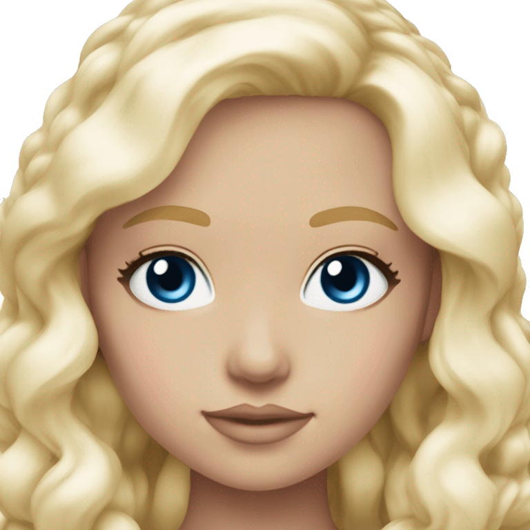 ocean blue doll eyes, blonde hair, feminine, pink, girl, angelic emoji