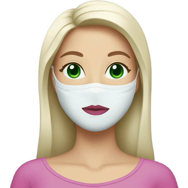 Lady with face mask spa beauty full face relaxing green eyes pink lips emoji