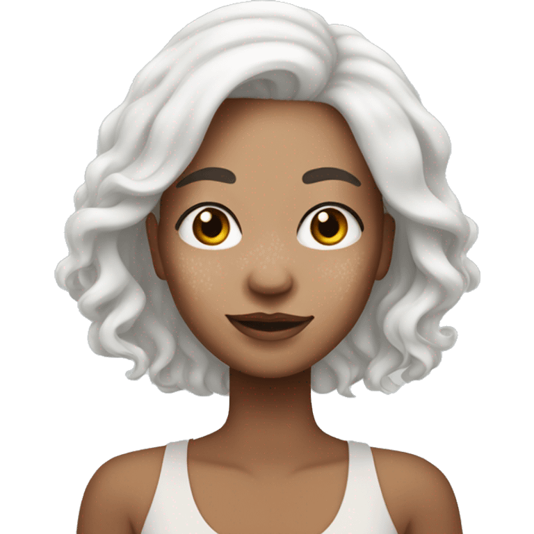 White hair woman with vitiligo emoji