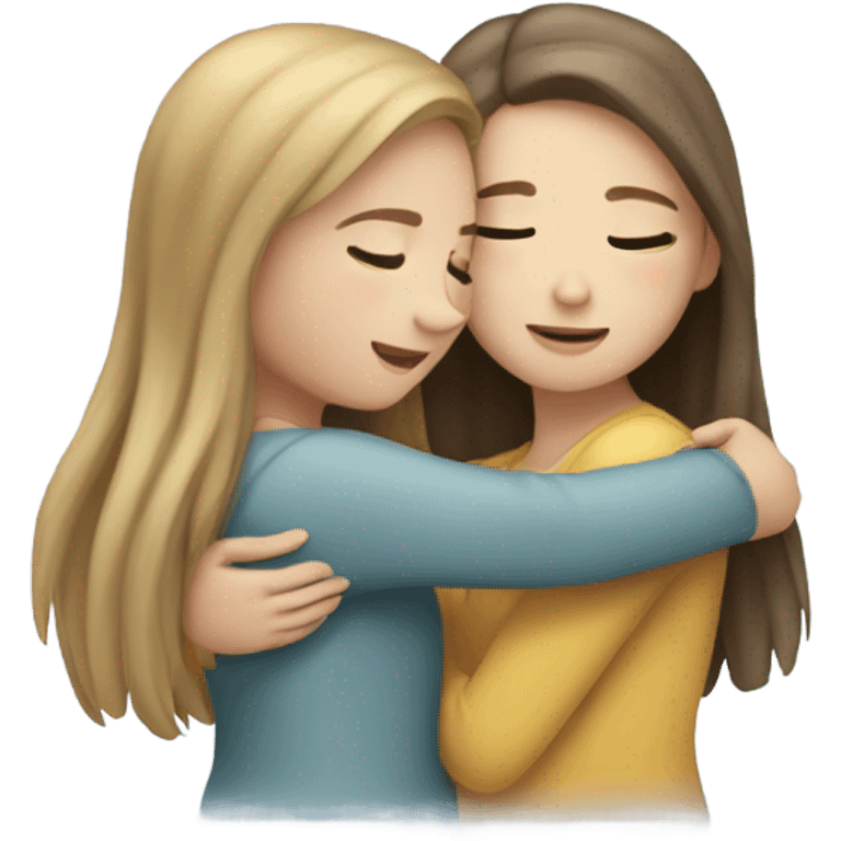 hug-two-girls both fair and long hair emoji