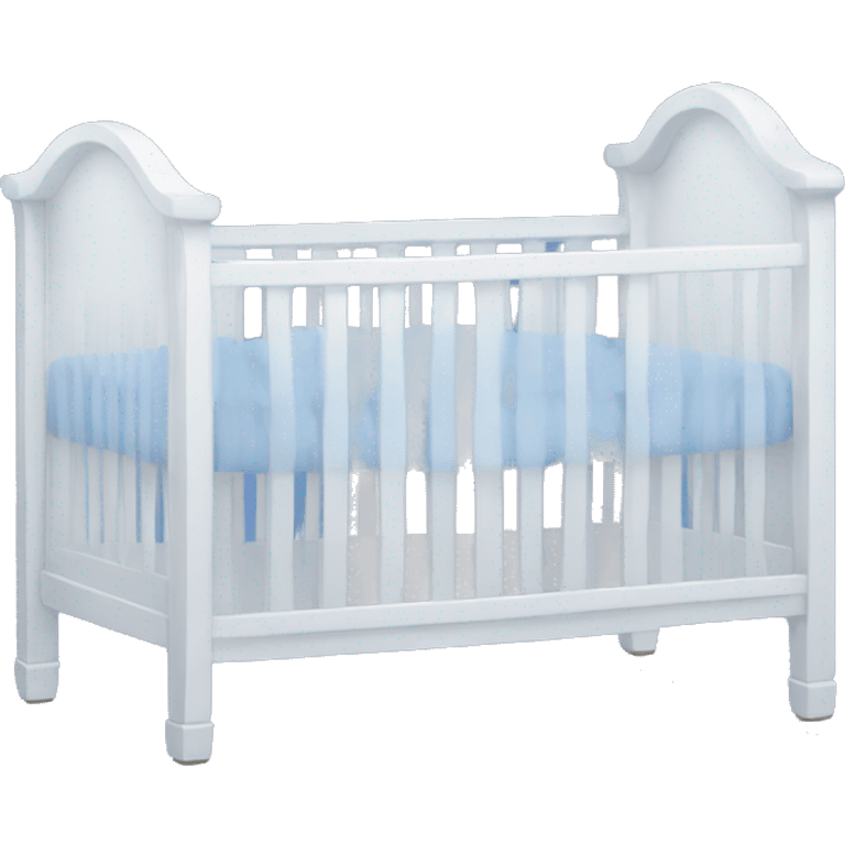 White crib with blue sheets  emoji