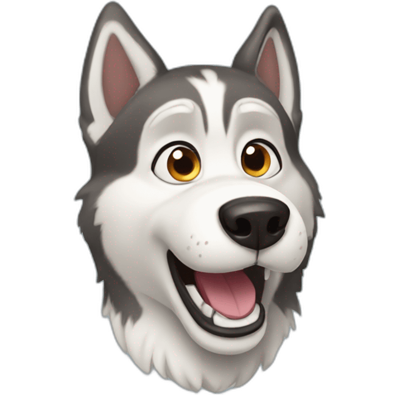 Husky dog with a surprised face emoji