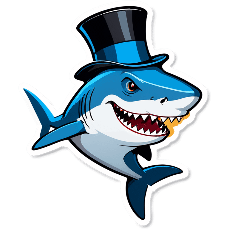 Shark with a top hat emoji