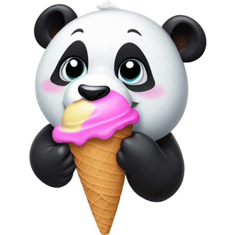 Panda eating ice cream emoji