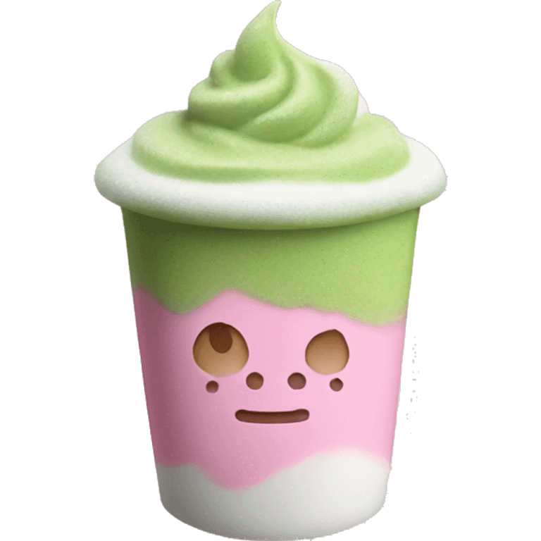 Matcha with pink cold foam emoji