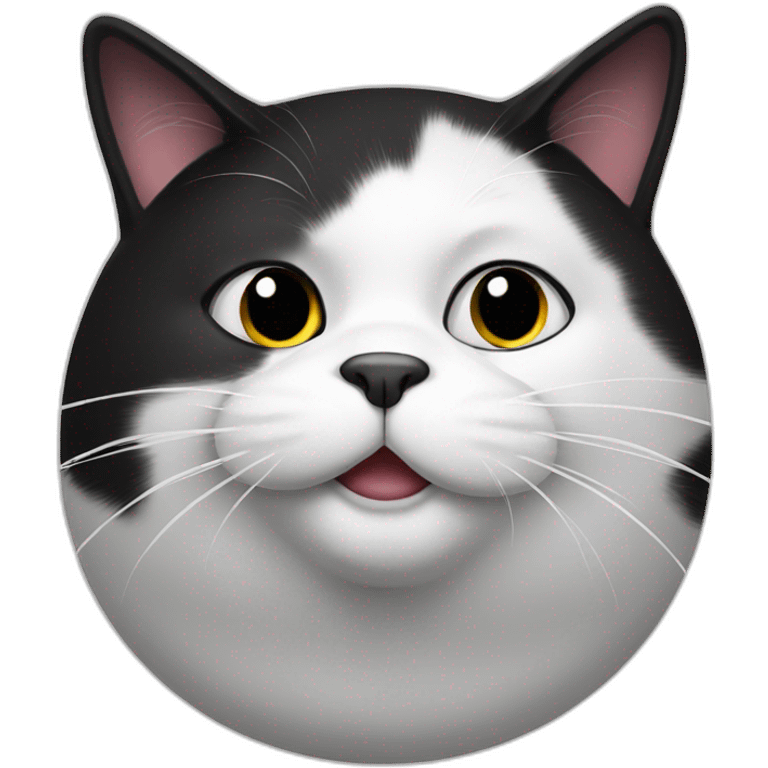 Black and white fat cat emoji