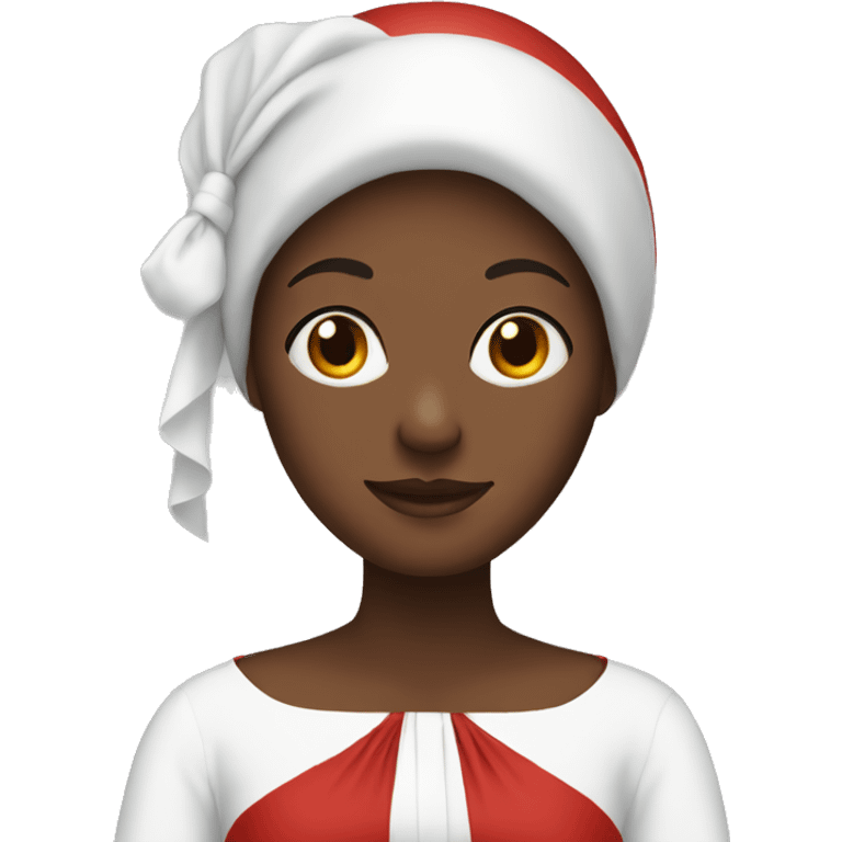 Woman with white bonnet and red dress emoji