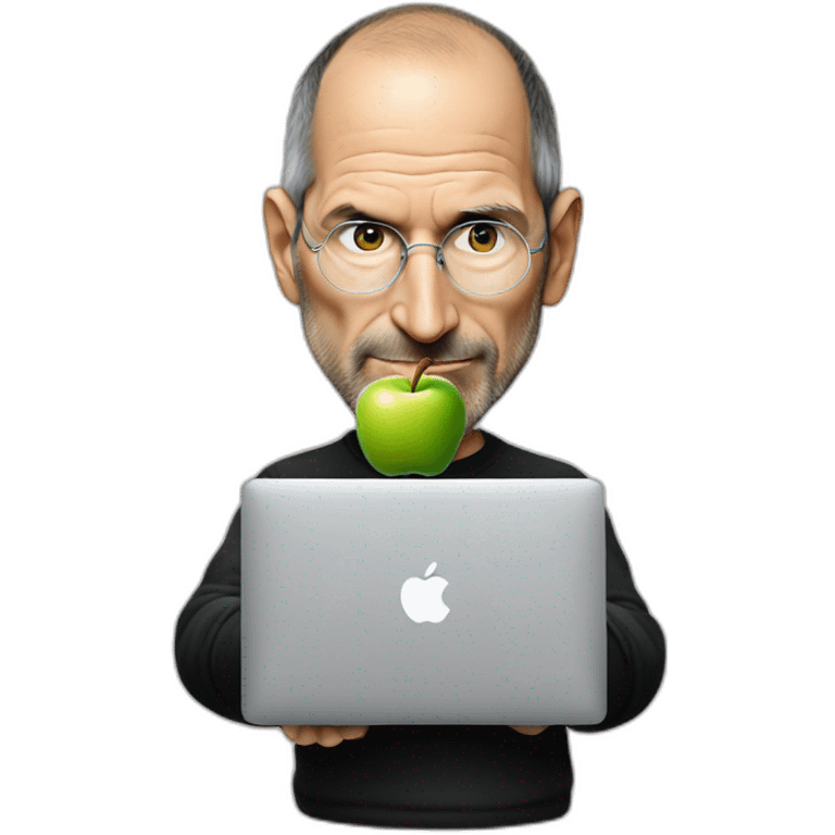 steve jobs eating an apple logo from a macbook emoji