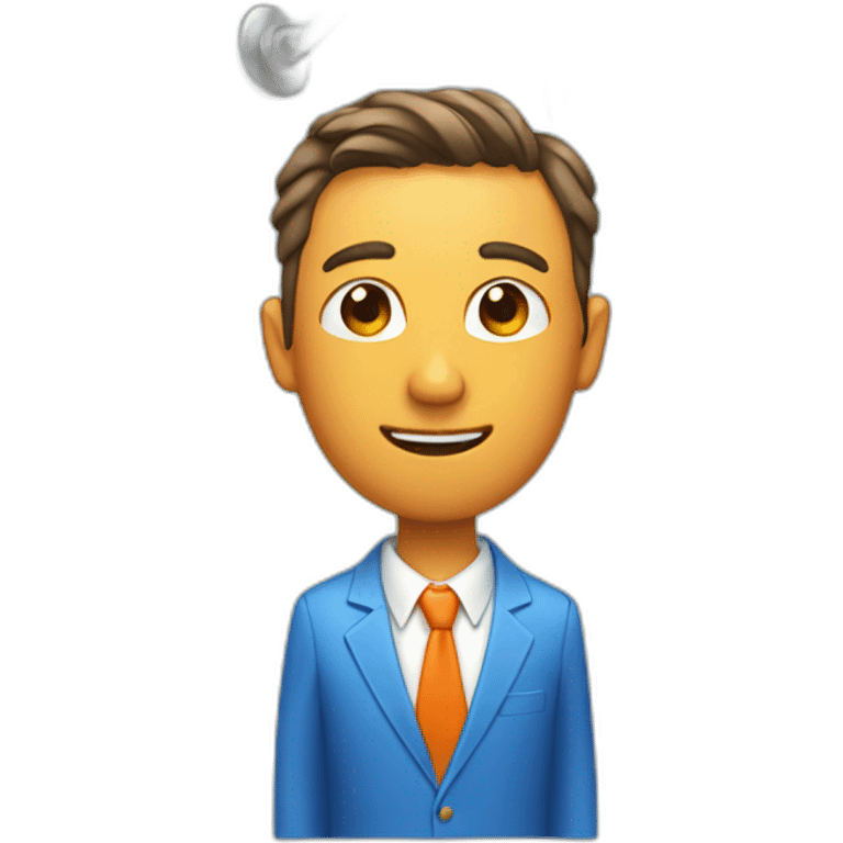 A man wearing blue and orange suit taking a shower emoji