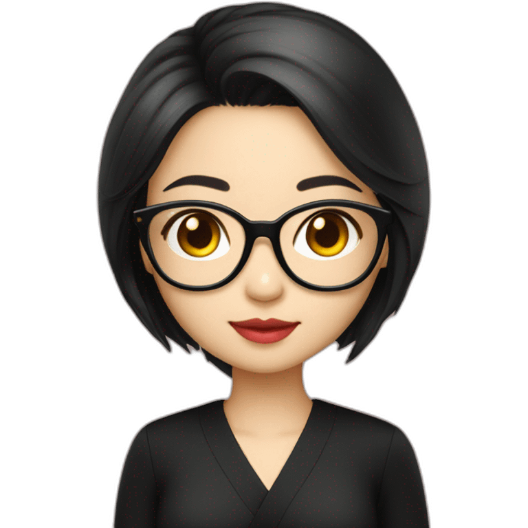 cute-singaporean-chinesegirl-in-black-dress-with-black-hair and golden glasses emoji