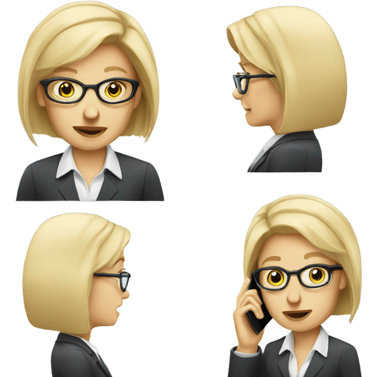 Blonde pale businesswoman wearing glasses talking on her cell phone emoji